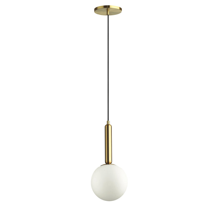 Luminaire suspendu Tara de Dainolite en verre blanc, avec fini laiton vieilli et 1 ampoule