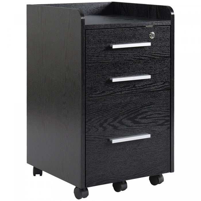 Homcom Classeur Mobile 3 Tiroirs Classeur De Bureau Noir