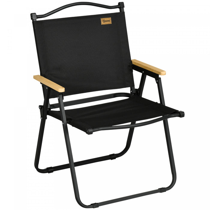Outsunny Chaise De Camping Pliante, Fauteuil Portable, Noir