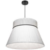 Luminaire suspendu Rochelle de Dainolite avec abat-jour à ruban blanc, fini noir mat et 1 ampoule incandescente