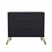 Commode Avira Mid-Century Modern 89 cm en noir (3 tiroirs)