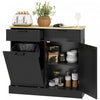 HOMCOM Poubelle inclinable, ilot de cuisine avec 2 tiroirs, noir