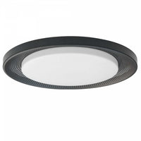 Plafonnier affleuré Boullier de Dainolite en acrylique blanc qui diffuse la lumière, avec fini noir mat et ampoule de 30 W