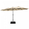 Costway Parasol double face 15FT a manivelle avec base pour marche exterieur Beige