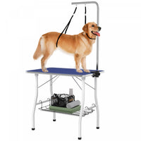 Pawhut Table De Toilettage Pour Chien Avec Bras Reglable, Table De Toilettage Pliable Avec Plateau E