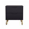 Table de nuit Avira style milieu du siecle moderne 20\" en noir (2 tiroirs)