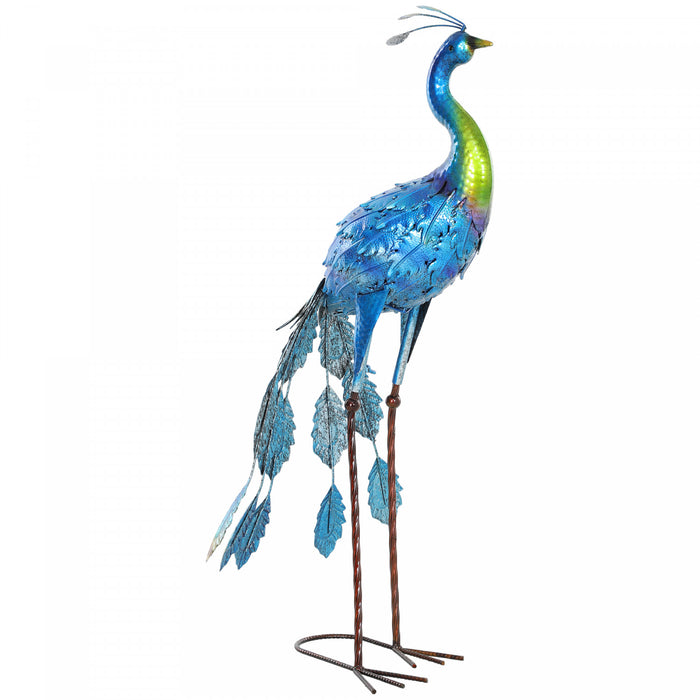 Outsunny Statue de Jardin Paon, Ornement de Pelouse en Acier, 83 cm