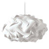 Luminaire suspendu Globus ovale de Dainolite en tissu blanc, avec fini chromé poli et 3 ampoules