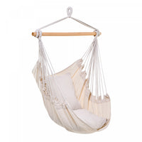 Outsunny Hamac Chair Swing Hanging Macrame Chair Coton Avec Deux Coussins De Siege Doux, Pour Chambr