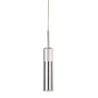 Luminaire suspendu Luna de Dainolite en verre transparent, avec fini chromé poli et ampoule à DEL de 6 W