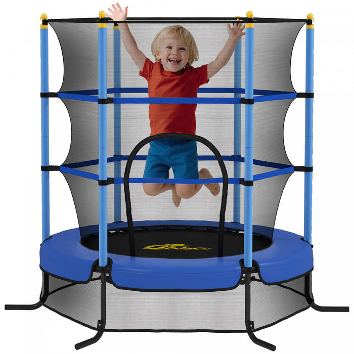 Qaba Mini Trampoline pour Enfants 65 po avec Filet de Cloture Integre Fermeture Eclair Coussin de Securite Interieur Exterieur pour Enfants Tout-Petit Age 3-6 Ans