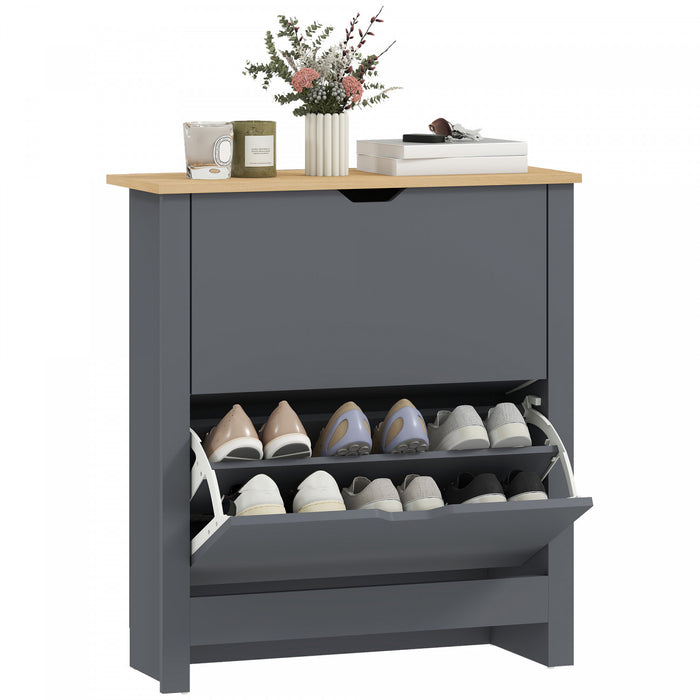 HOMCOM Armoire a chaussures etroite pour entree avec 3 tiroirs rabattables