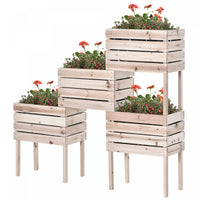 Outsunny Jardinieres Sur Pieds 4 Pieces Lot De 4 Jardinieres Surelevees Modulables Lit De Culture De