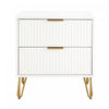 Table de nuit moderne Dumbo 20\" a cannelures en blanc (2 tiroirs)