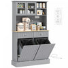 HOMCOM Armoire Garde-Manger Cuisine avec Station de Chargement, Gris