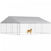 PawHut Chenil Exterieur pour Chien avec Toit Impermeable et Resistant aux UV, Enclos en Acier Galvanise Robuste avec Verrou de Securite, pour Jardin, 19.7' x 19.7' x 8.9'