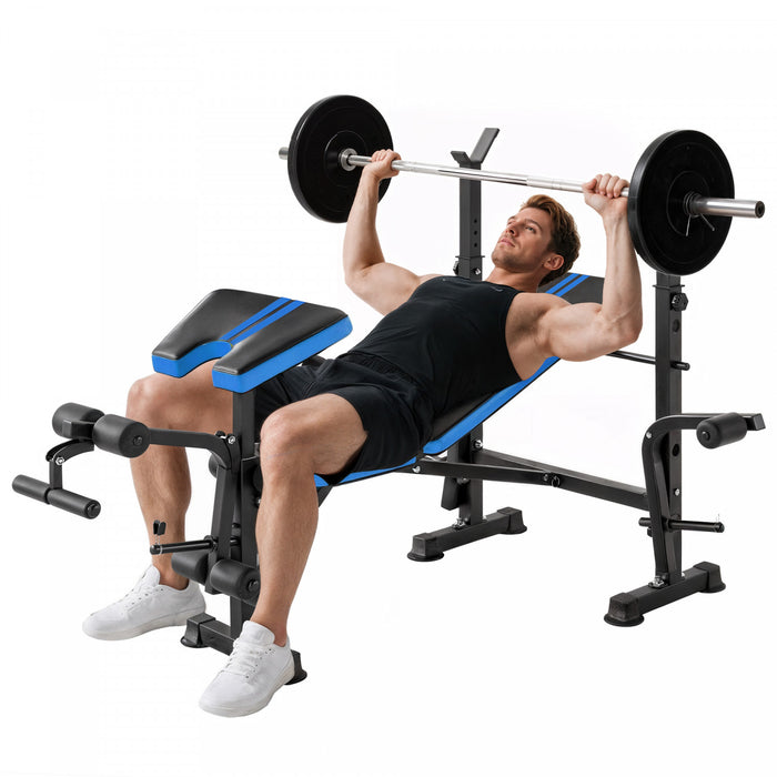Soozier Banc de Musculation Reglable avec Extension de Jambes, Banc Home Gym, Bleu