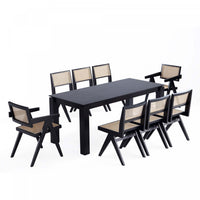 Hamlet et Ensemble de salle a manger moderne industriel Rockaway 9 pieces en noir et naturel