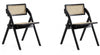 Ensemble 2 chaises de salle à manger pliantes Lambinet de Manhattan Comfort - noir et cannage naturel