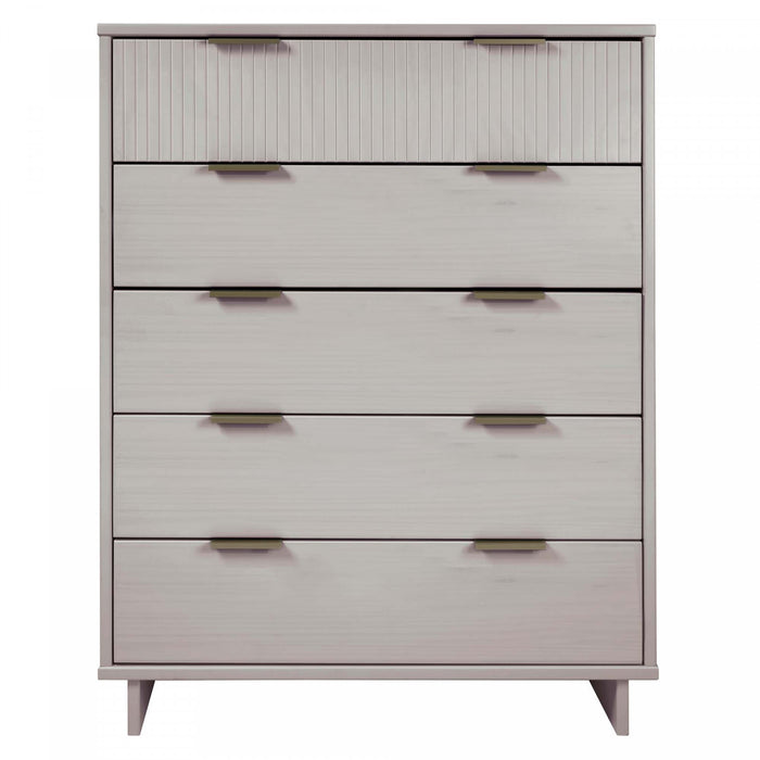 Commode Granville Moderne 38\" en gris clair (5 tiroirs)