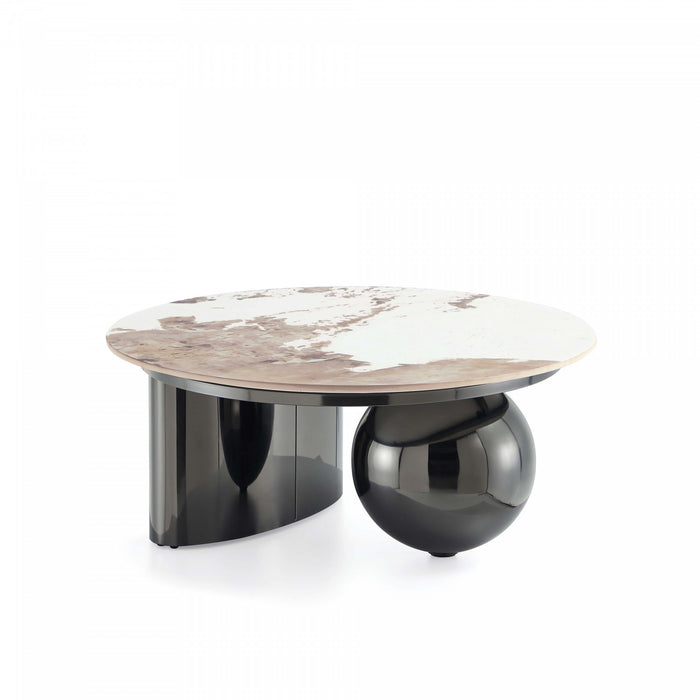 Table basse Laurel Modern Glam avec plateau en pierre frittee noire