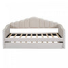 Lily Lit Relevable Capitonne avec Lit Gigogne et Ports de Chargement USB, Taille Twin, Beige