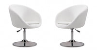 Fauteuil lounge pivotant moderne Hopper en tissu blanc - Lot de 2