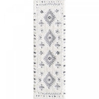 Carpette à poil long Lola grise à motif de diamants - 2 pi 7 po x 8 pi