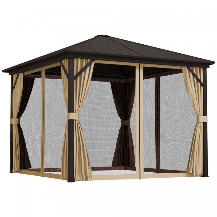 Outsunny Auvent De Gazebo En Aluminium Pour L'exterieur, Marron