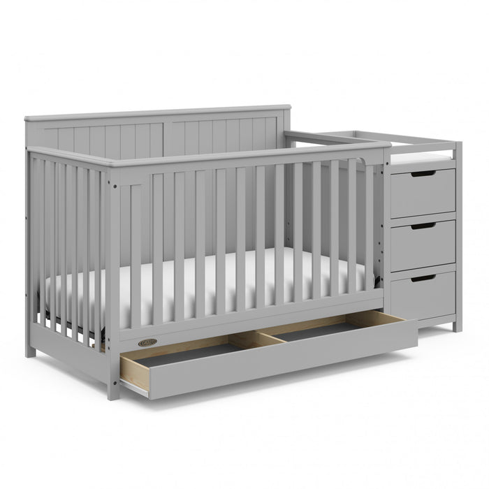 Graco Hadley Lit de bebe convertible 5-en-1 avec table a langer et tiroir - Gris galet