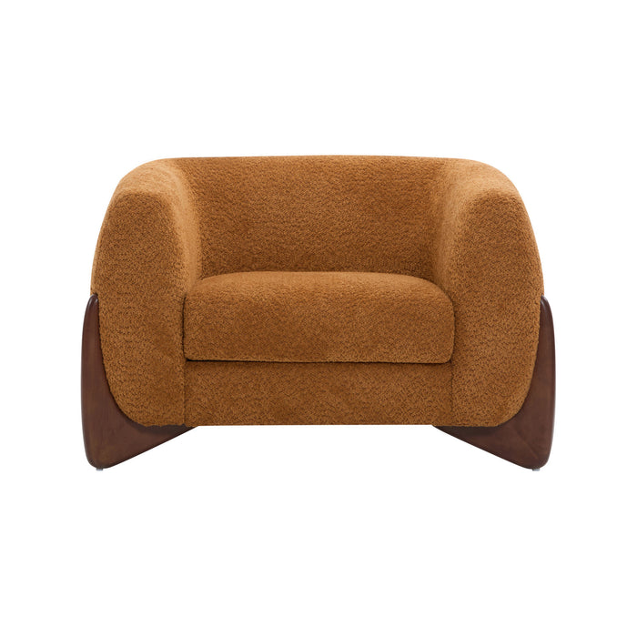 Tuxor Fauteuil Moderne en Bouclette a Design Tuxedo, Caramel, Noyer