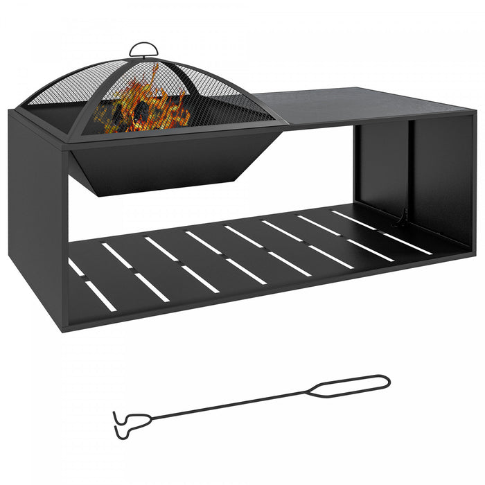 Outsunny Table Basse Pour Foyer, Foyer A Bois Avec Carreaux De Ceramique