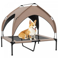 Pawhut Lit Sureleve Pour Chien Avec Auvent, Lit Rafraichissant, Lit Sureleve Portable Avec Maille Re