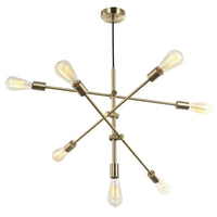 Luminaire suspendu Alexa réglable de Dainolite avec fini laiton vieilli et 7 ampoules