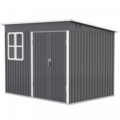 Outsunny 8.5' X 6' Metal Outdoor Storage Shed With Window, Lockable Doors|Outsunny Remise De Rangement En Metal Avec Fenetre, Portes Verrouillables