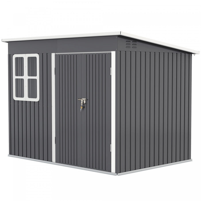 Outsunny Remise De Rangement En Metal Avec Fenetre, Portes Verrouillables