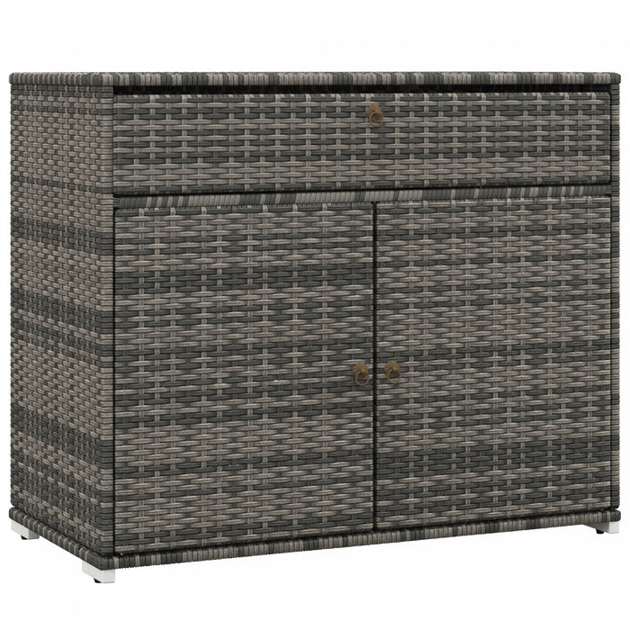 Outsunny Armoire De Rangement Exterieure En Osier Pour Piscine, Gris