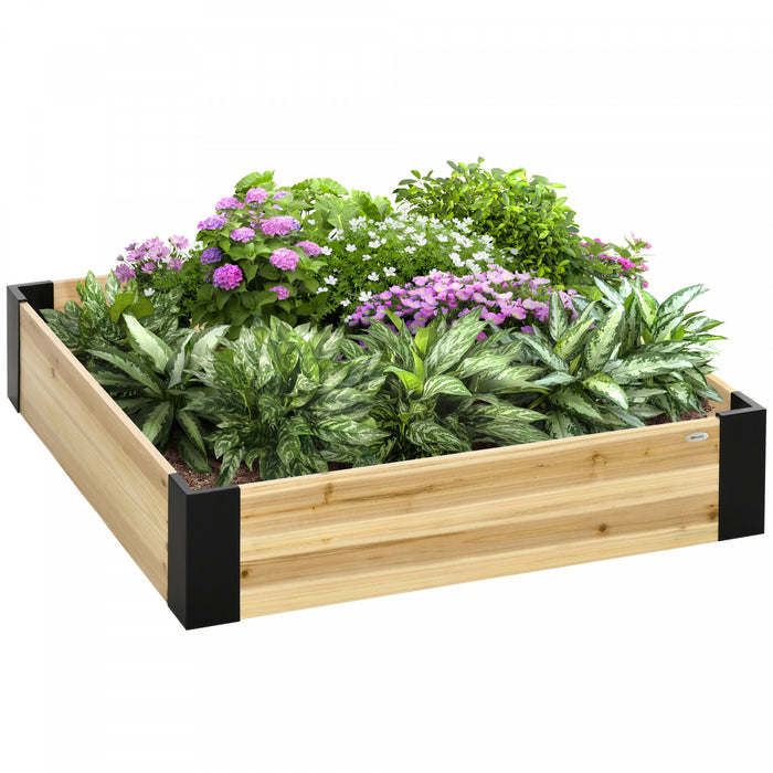 Outsunny 47.25\" X 47.25\" Lit De Jardin Sureleve Support D'angle En Metal, Aucun Outil D'installation Requis Boite A Plantes Cultiver Des Legumes, Des Fleurs, Des Fruits, Des Herbes Et Des Plantes