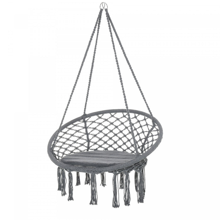 Outsunny Hamac De Terrasse En Corde Suspendue, Gris Fonce