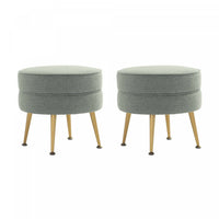Lot de 2 poufs d’appoint rembourres Bailey style milieu du siecle en vert sauge
