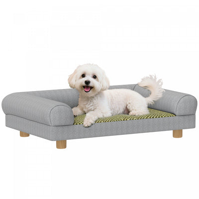 PawHut Pet Sofa, Dog Couch Bed for Small Dogs, Elevated Pet Sofa with Solid Feet for Indoor Puppy and Kitten, Grey