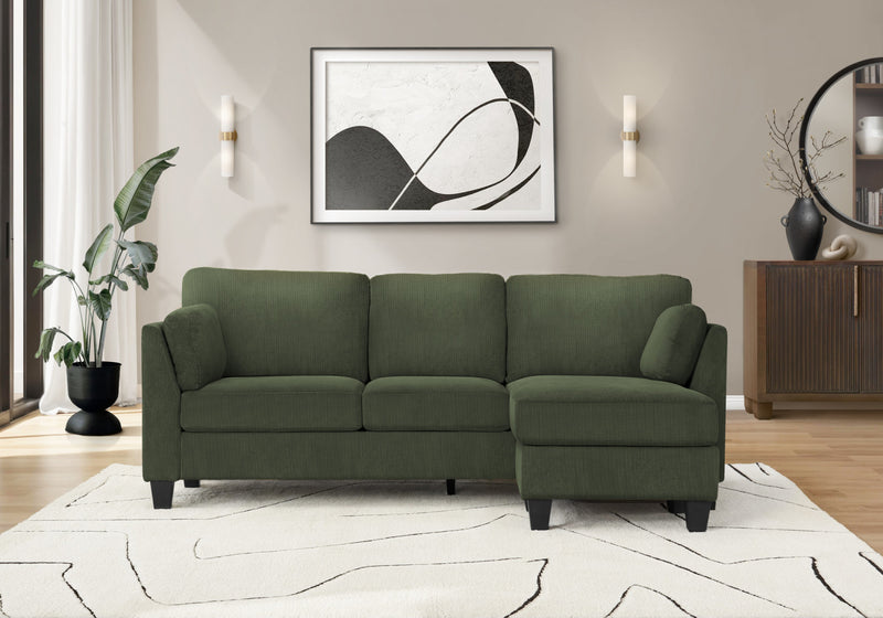 Canape Chaise Longue Rembourre, Tissu Vert Fonce, Moderne, Contemporain