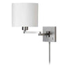 Applique murale Dainolite de Dainolite avec abat-jour cylindrique blanc, bras articulé et fini chromé satiné