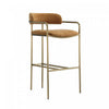 Tabouret de bar en metal rembourre style mid-century moderne, coloris curcuma