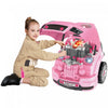 Qaba Ensemble De Jouets De Moteur De Camion Pour Enfants, Mecanicien, Atelier De Jeu De Demontage De Moteur, Comprend 61 Pieces, Volant, Klaxon, Lumiere Pour 3 A 5 Ans, Rose