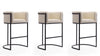Tabouret de bar cosmopolite mi-siecle moderne en metal et tissu creme - Lot de 3