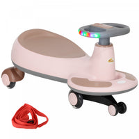 Qaba Voiture Pour Enfants De 2 A 6 Ans, Avec Corde De Traction Pour Les Parents, Musique, Lumiere, V
