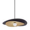 Luminaire suspendu Paven de Dainolite avec fini noir mat et laiton vieilli et ampoule à DEL de 12 W