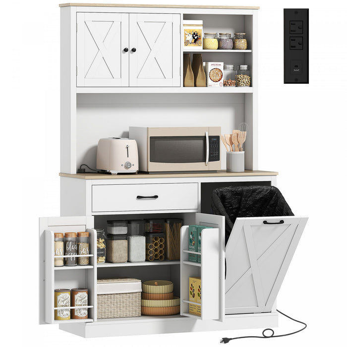 HOMCOM Armoire de Cuisine 69\" avec Station de Charge, Blanc