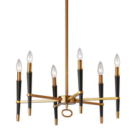 Lustre Langford de Dainolite avec fini bronze rétro et 6 ampoules